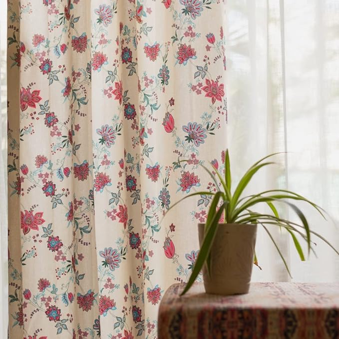 MetDeals - Home Decor Attractive Prints Decorative Printed Polyester Window/Door/Long Door Eyelet Indoor Curtains (Brown Color 4 X 6 Feet) Pack of 2