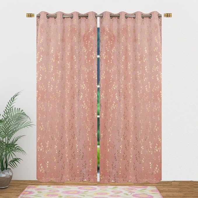 SPACES DRAPE STORY Ombre Design Heavy Satin Opaque Curtains With Blackout Lining-Set Of 2|95 To 98% Light Blocking|7Ft Premium Door Curtain|Beige&Coffee