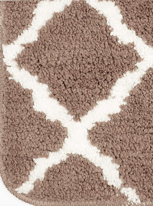 SARAL HOME EASY LIVING Soft Anti Slip Microfiber Geometric Bathmats|Bath Mats with Rubber Bottom|Water Absorbent Mats for Quick-Drying Mats for Kitchen Bathroom (45x70 cm, Beige, rectangular)
